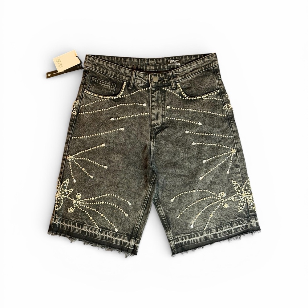 Tenacity Rhinestone Black Denim Shorts